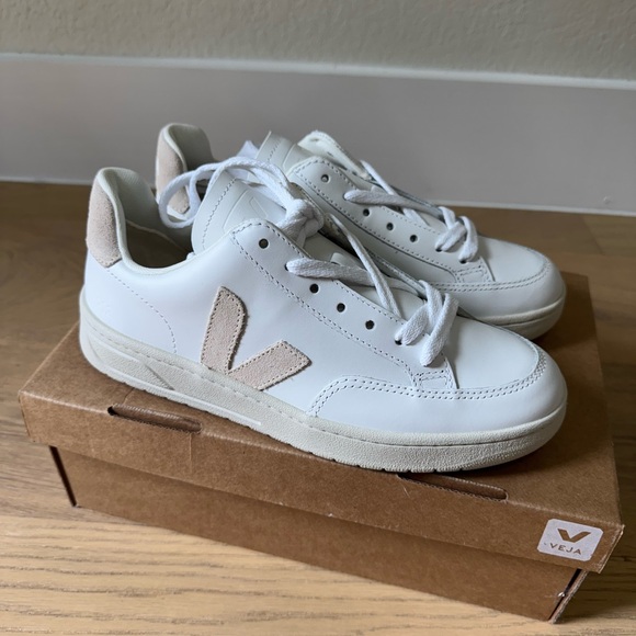 Veja White and Tan Casual Sneakers - Picture 5 of 7